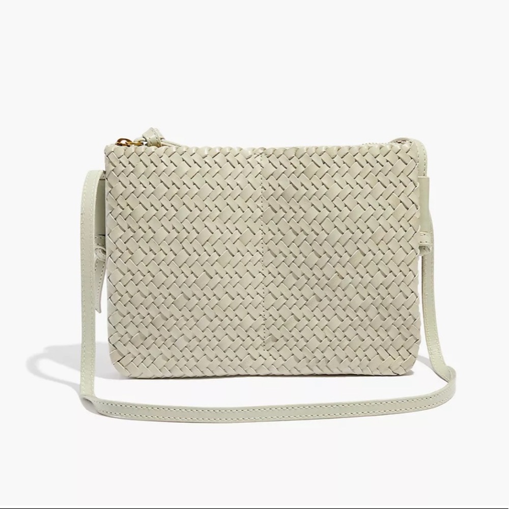 {Madewell} The Knotted Crossbody in Woven Leather Bag Ashen Sage NWT